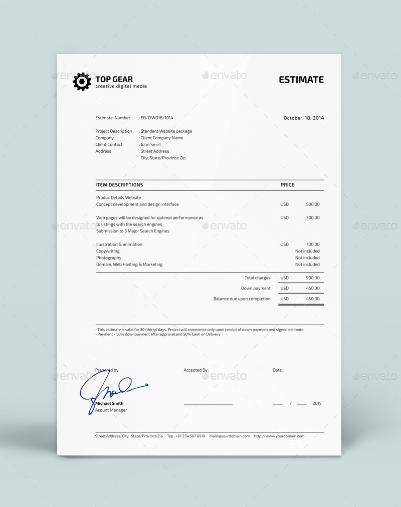 Invoice + Estimate Template, Print Templates GraphicRiver